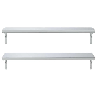 vidaXL Wandregale 2 Stk. 100x30 cm Silbern Edelstahl