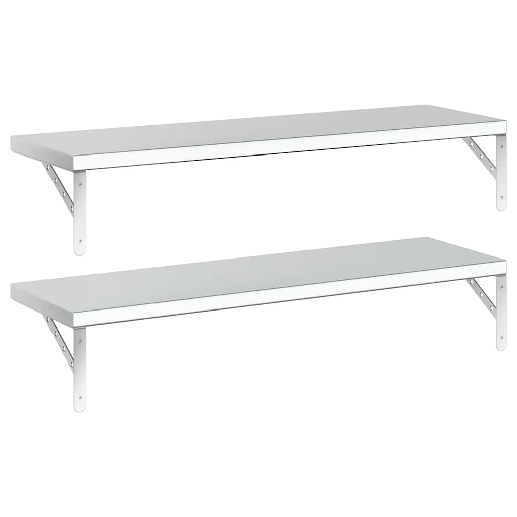 vidaXL Wandregale 2 Stk. 100x30 cm Silbern Edelstahl