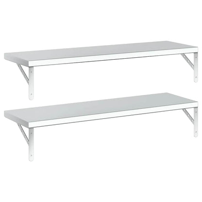 vidaXL Wandregale 2 Stk. 100x30 cm Silbern Edelstahl