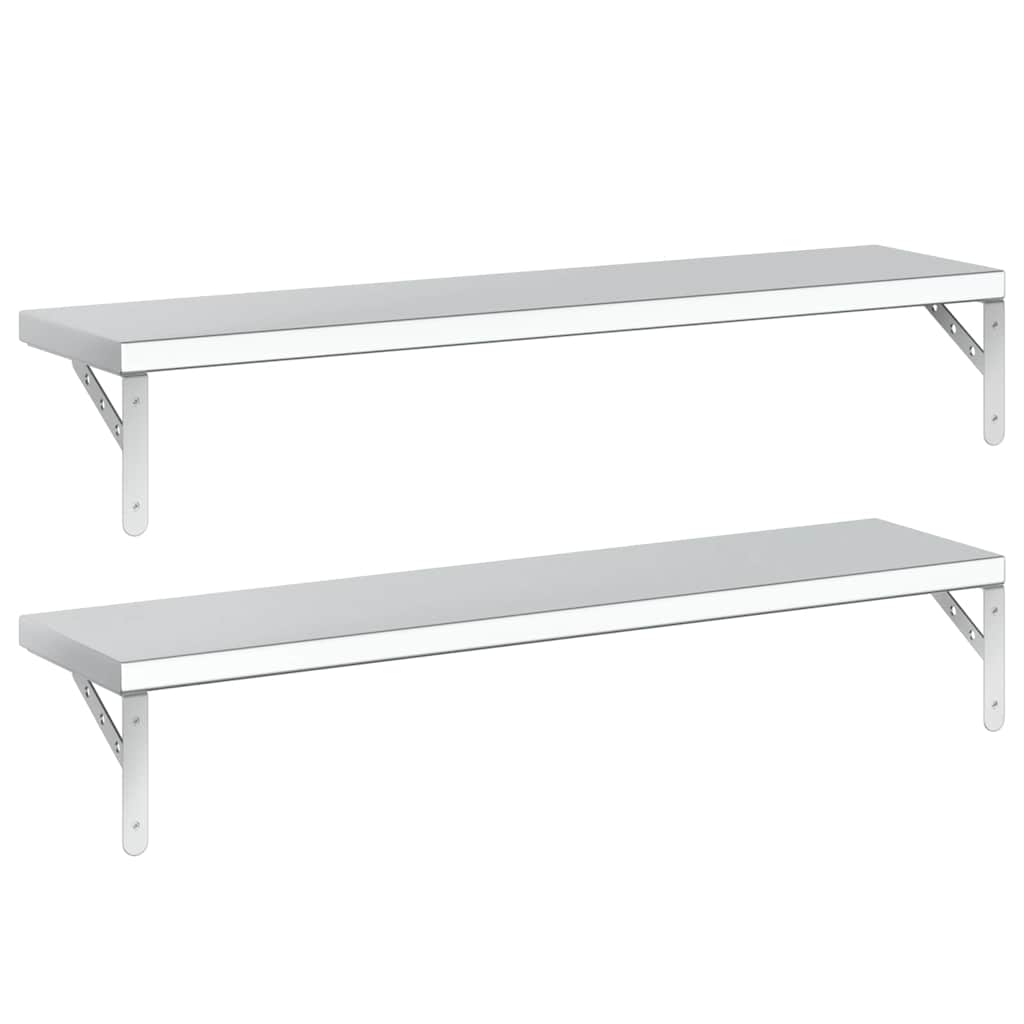 vidaXL Wandregale 2 Stk. 100x23,5 cm Silbern Edelstahl