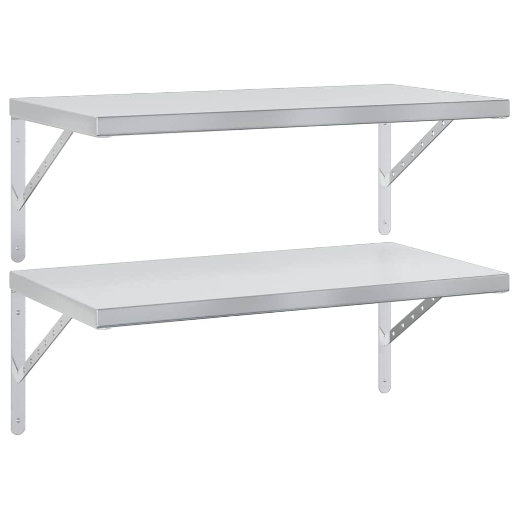 vidaXL Wandregale 2 Stk. 75x40 cm Silbern Edelstahl