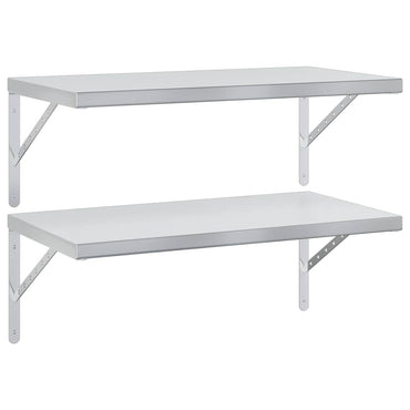 vidaXL Wandregale 2 Stk. 75x40 cm Silbern Edelstahl
