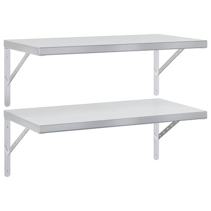 vidaXL Wandregale 2 Stk. 75x40 cm Silbern Edelstahl