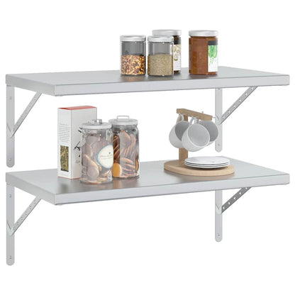 vidaXL Wandregale 2 Stk. 75x40 cm Silbern Edelstahl
