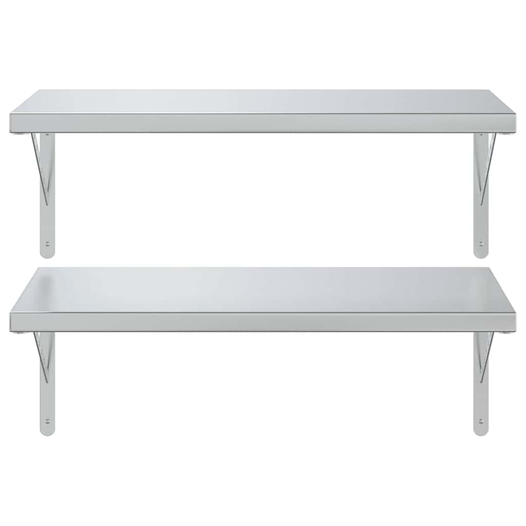vidaXL Wandregale 2 Stk. 75x40 cm Silbern Edelstahl