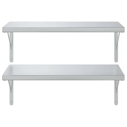 vidaXL Wandregale 2 Stk. 75x40 cm Silbern Edelstahl