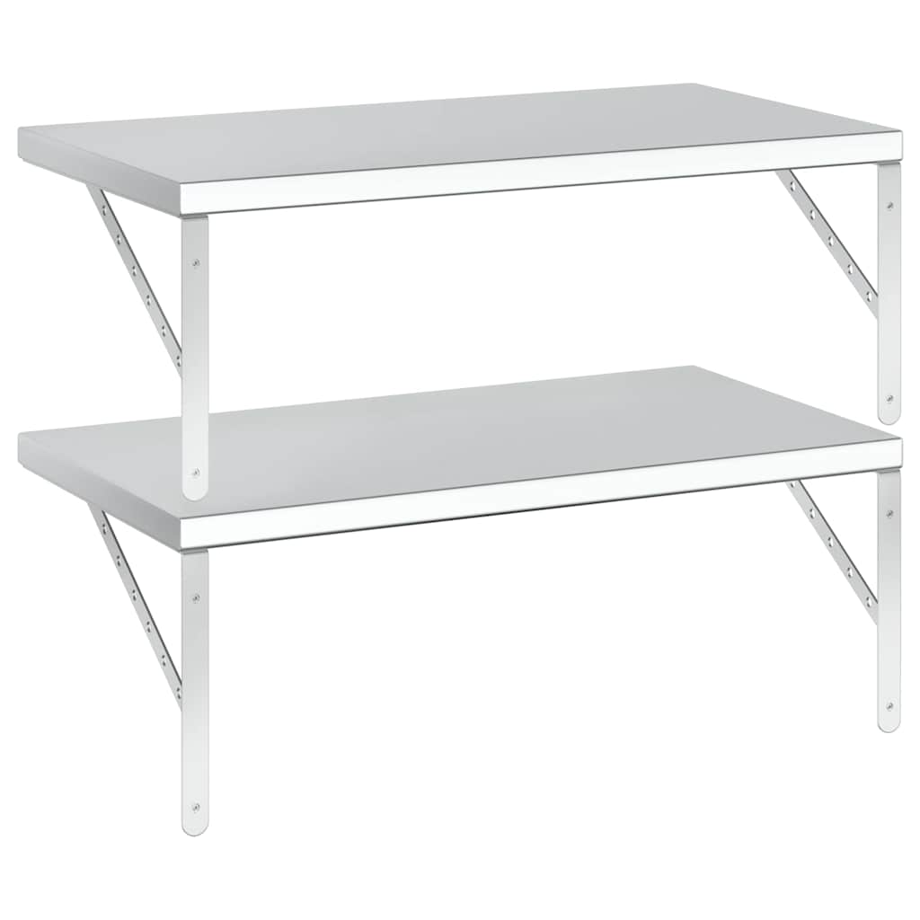 vidaXL Wandregale 2 Stk. 75x40 cm Silbern Edelstahl