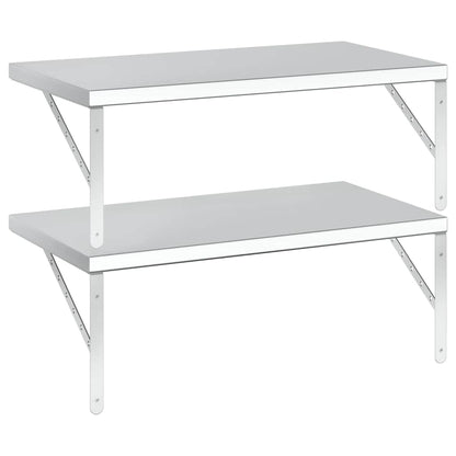 vidaXL Wandregale 2 Stk. 75x40 cm Silbern Edelstahl