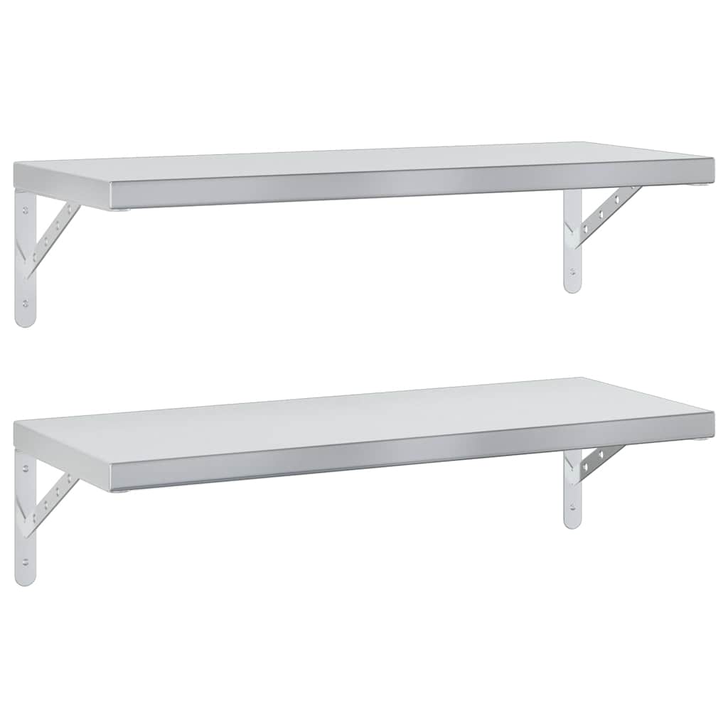 vidaXL Étagères murales 2 pcs 75x30 cm Argenté Acier inoxydable