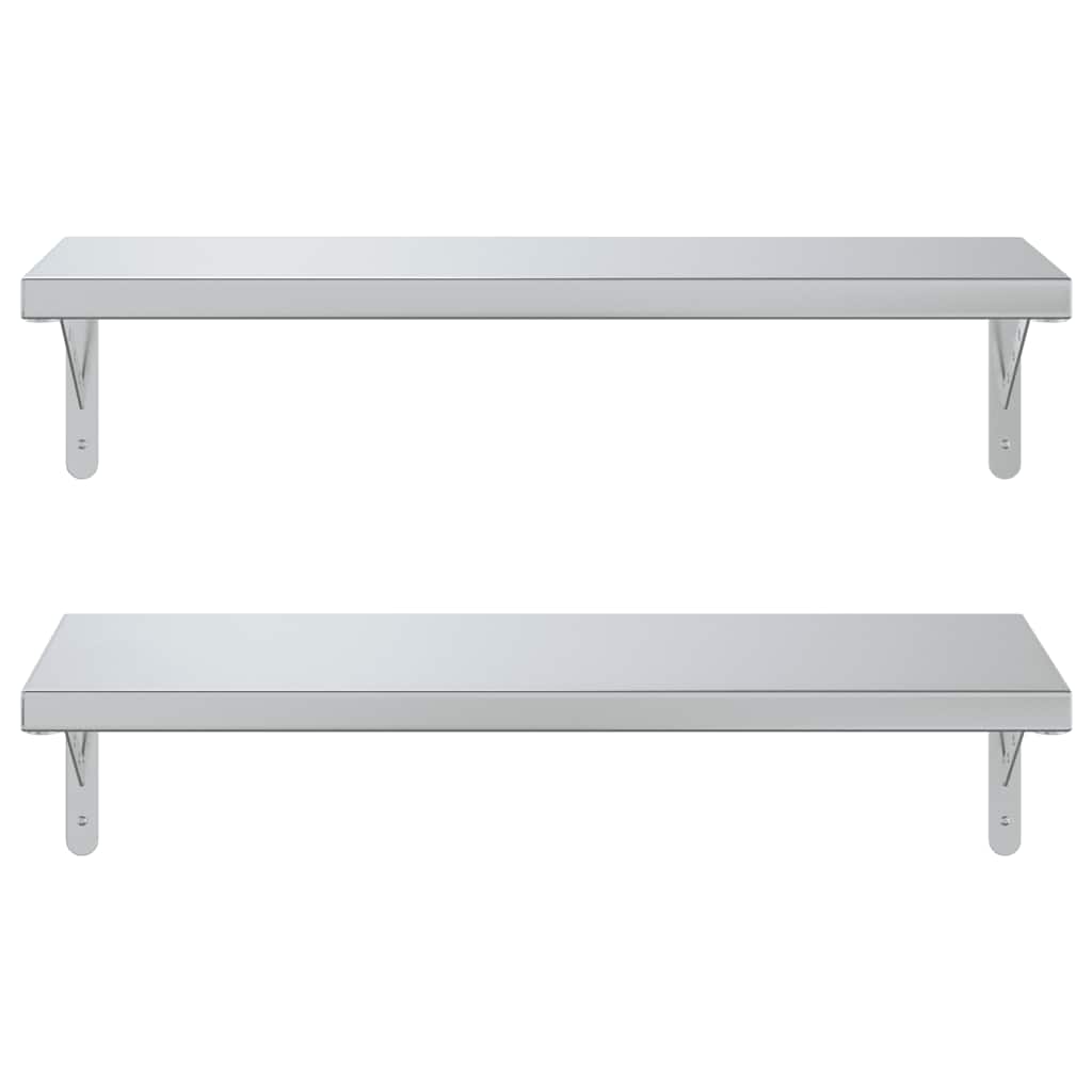 vidaXL Étagères murales 2 pcs 75x30 cm Argenté Acier inoxydable