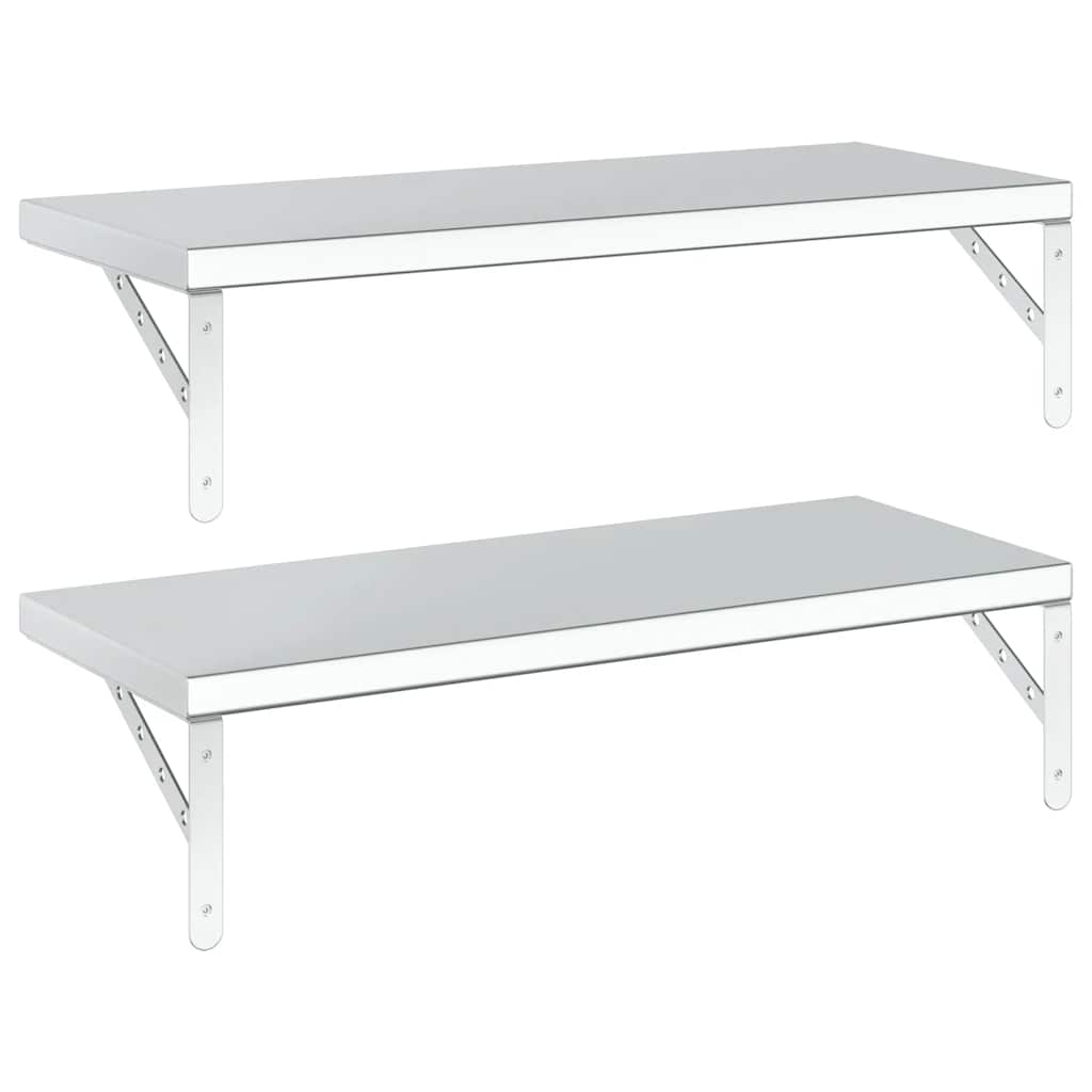 vidaXL Étagères murales 2 pcs 75x30 cm Argenté Acier inoxydable