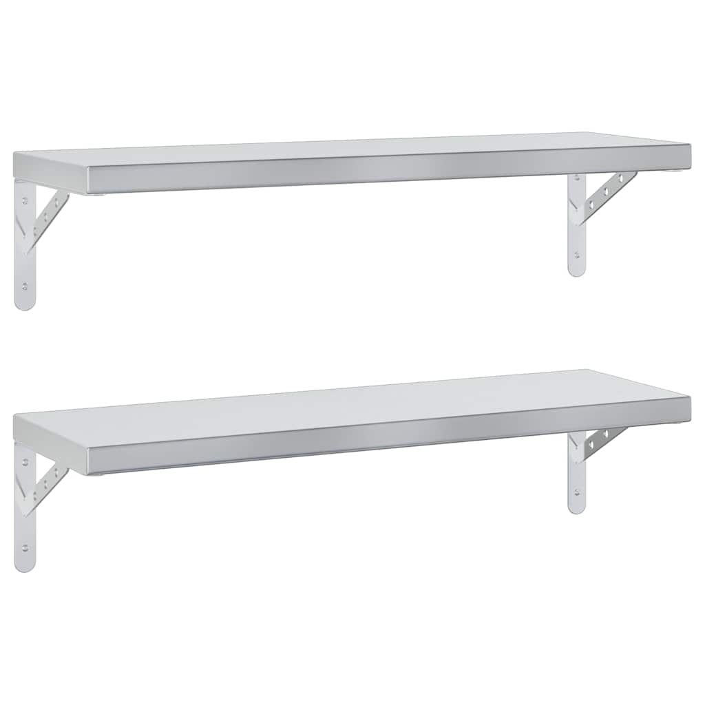 vidaXL Wandregale 2 Stk. 75x23,5 cm Silbern Edelstahl