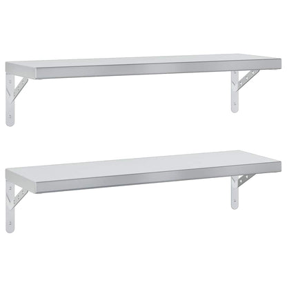 vidaXL Wandregale 2 Stk. 75x23,5 cm Silbern Edelstahl