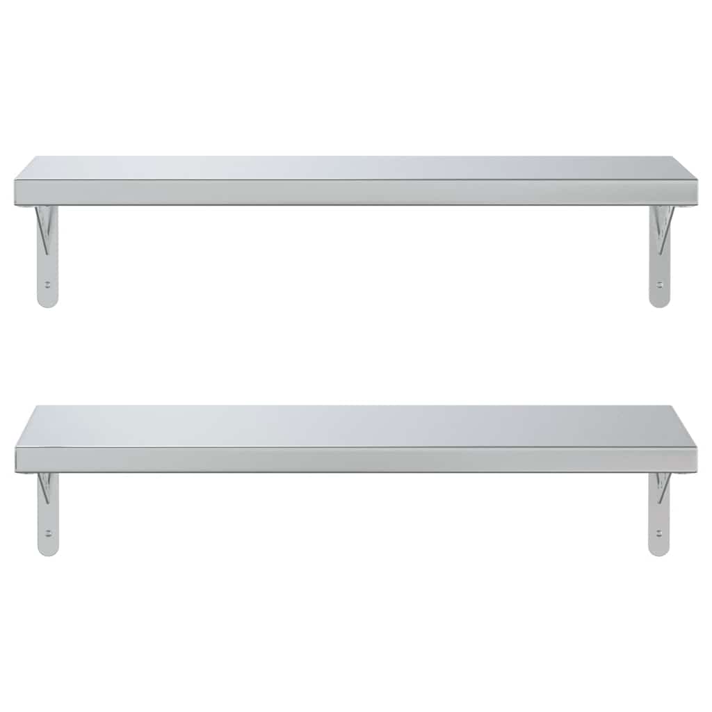 vidaXL Wandregale 2 Stk. 75x23,5 cm Silbern Edelstahl