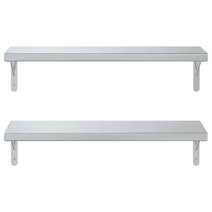 vidaXL Wandregale 2 Stk. 75x23,5 cm Silbern Edelstahl