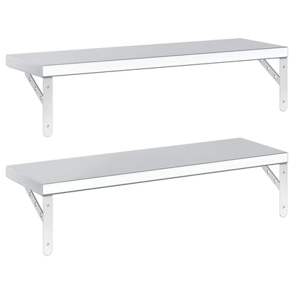 vidaXL Wandregale 2 Stk. 75x23,5 cm Silbern Edelstahl