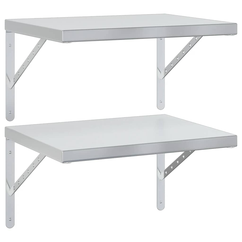 vidaXL Wandregale 2 Stk. 50x40 cm Silbern Edelstahl