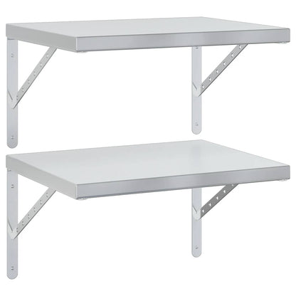 vidaXL Wandregale 2 Stk. 50x40 cm Silbern Edelstahl