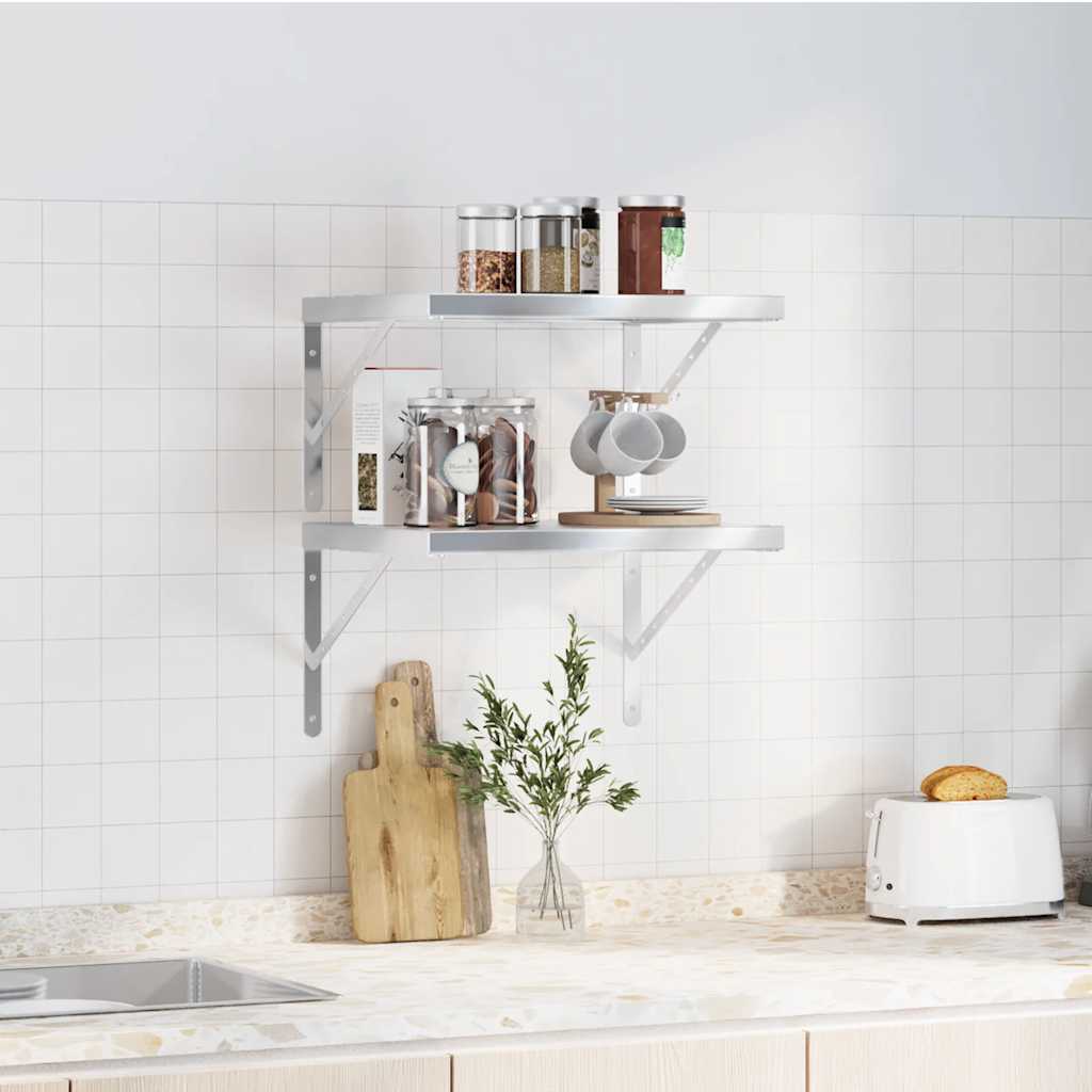 vidaXL Wandregale 2 Stk. 50x40 cm Silbern Edelstahl