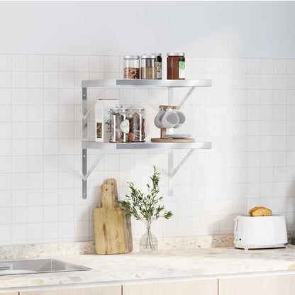 vidaXL Wandregale 2 Stk. 50x40 cm Silbern Edelstahl