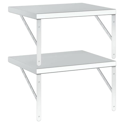 vidaXL Wandregale 2 Stk. 50x40 cm Silbern Edelstahl