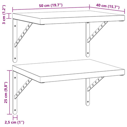 vidaXL Wandregale 2 Stk. 50x40 cm Silbern Edelstahl