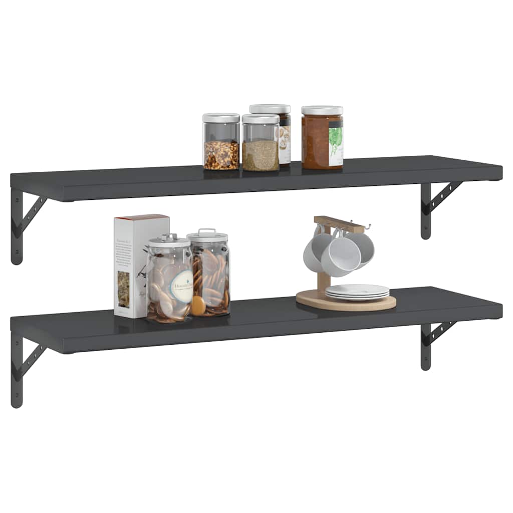 vidaXL Wandregale 2 Stk. 100x30 cm Schwarz Edelstahl