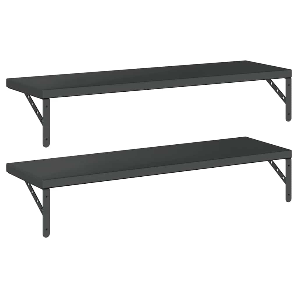 vidaXL Wandregale 2 Stk. 100x30 cm Schwarz Edelstahl