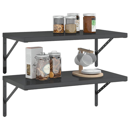 vidaXL Wandregale 2 Stk. 75x40 cm Schwarz Edelstahl