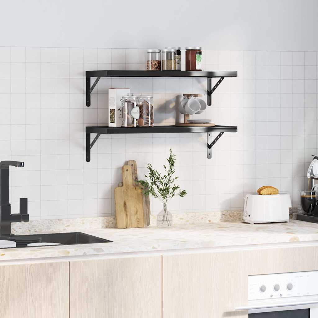 vidaXL Wandregale 2 Stk. 75x30 cm Schwarz Edelstahl