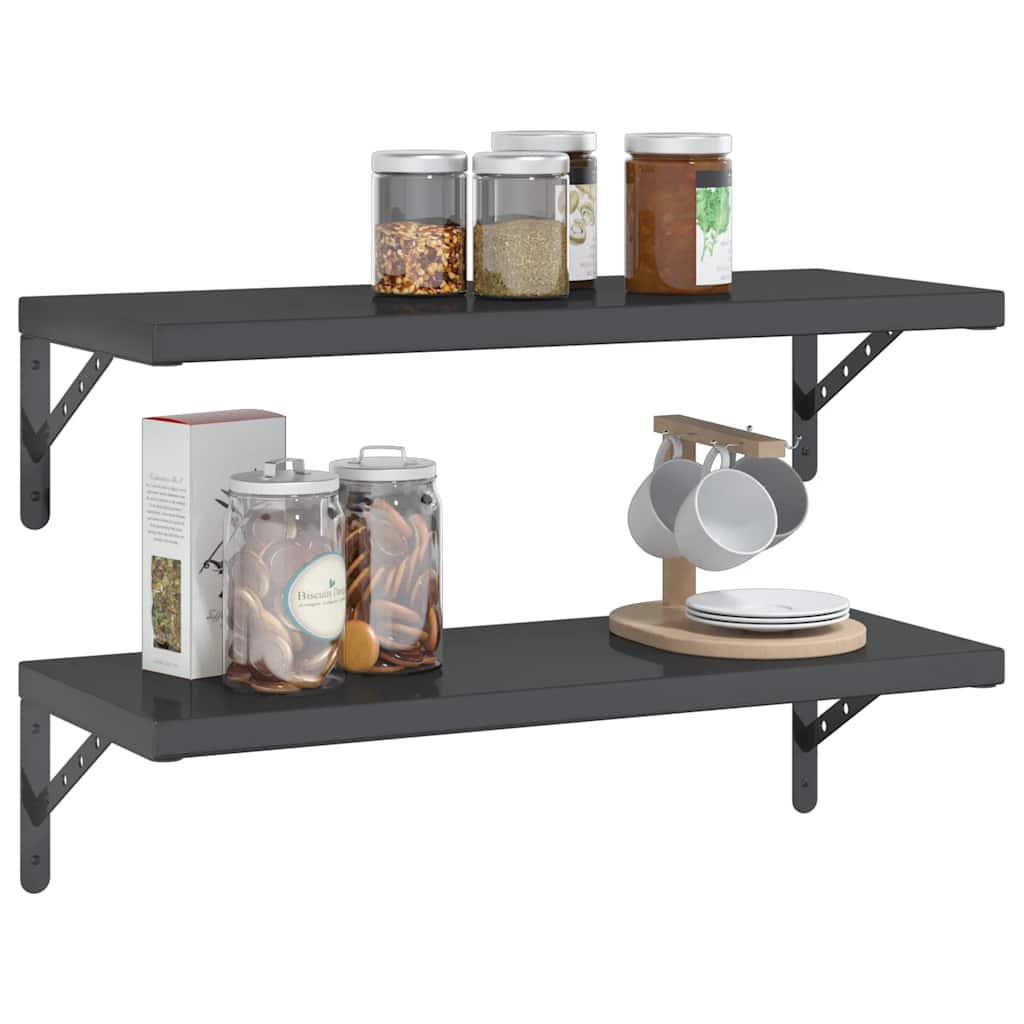 vidaXL Wandregale 2 Stk. 75x30 cm Schwarz Edelstahl