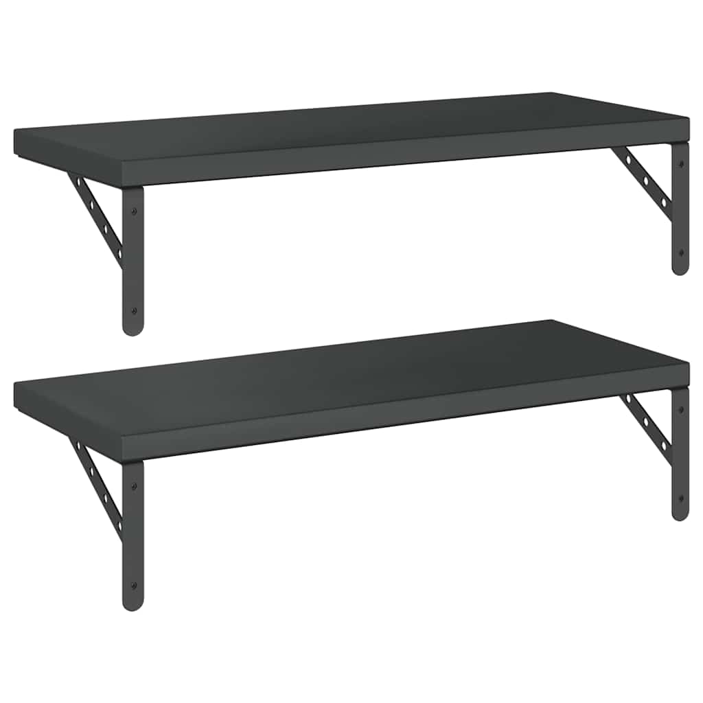vidaXL Wandregale 2 Stk. 75x30 cm Schwarz Edelstahl