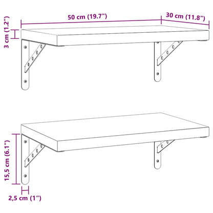 vidaXL Wandregale 2 Stk. 50x30 cm Schwarz Edelstahl