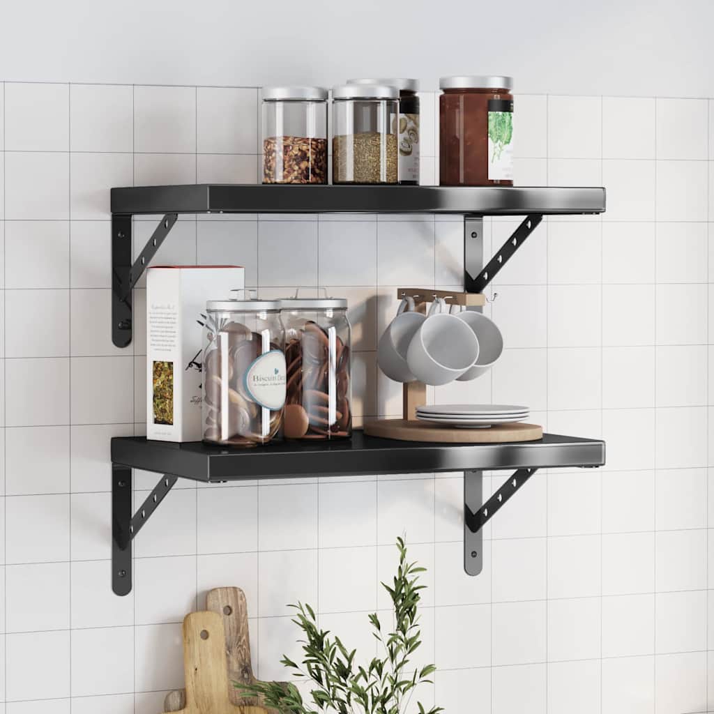 vidaXL Wandregale 2 Stk. 50x30 cm Schwarz Edelstahl