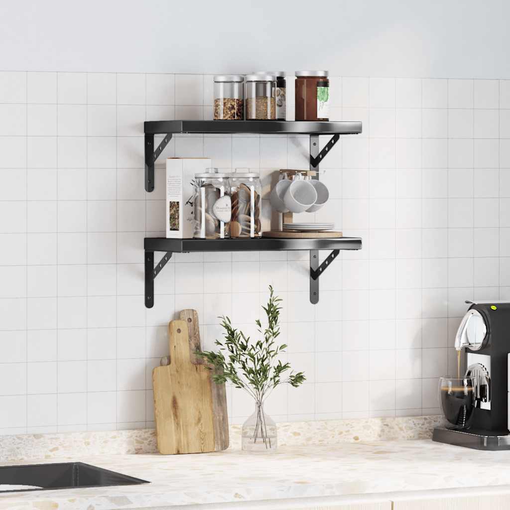 vidaXL Étagères murales 2 pcs 50x23,5 cm Noir Acier inoxydable