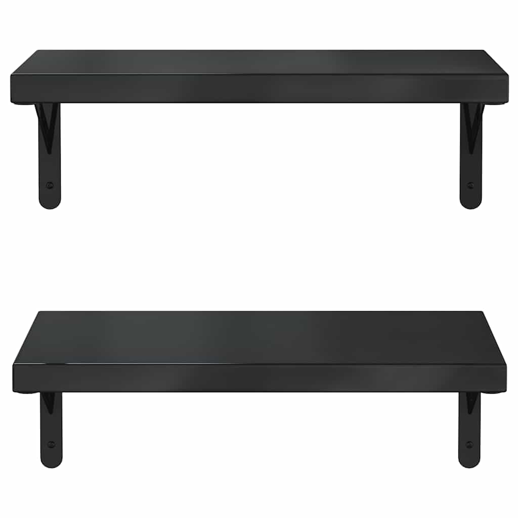 vidaXL Étagères murales 2 pcs 50x23,5 cm Noir Acier inoxydable