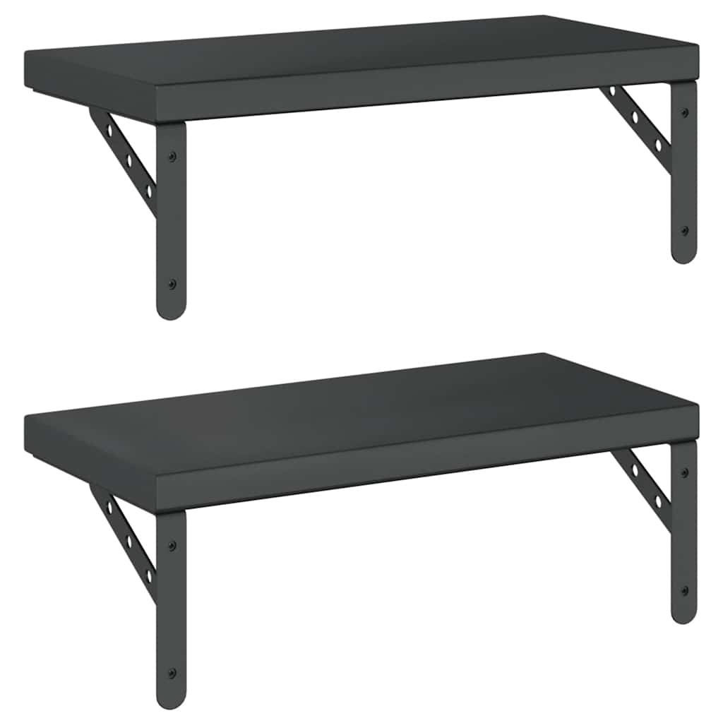 vidaXL Étagères murales 2 pcs 50x23,5 cm Noir Acier inoxydable