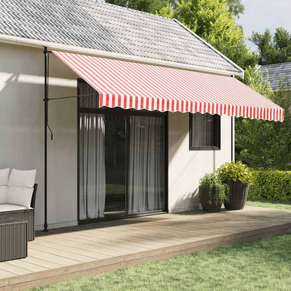 vidaXL Toile de store rayée rouge et blanc 4,5x3 m