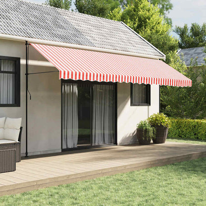 vidaXL Bâche de store banne rouge et blanc à rayures 5x3 m