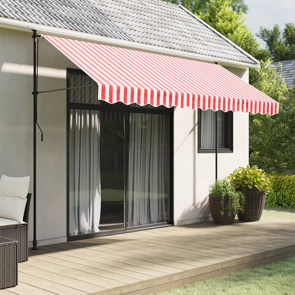 vidaXL Lambrequin de store Banne à rayures rouges et blanches 3,5 m