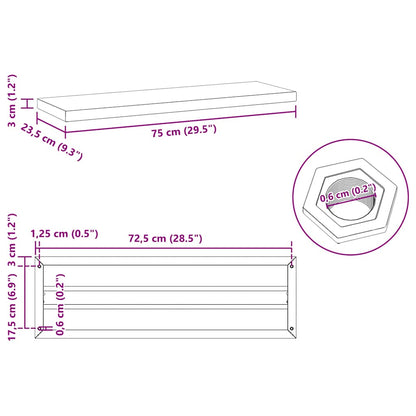 vidaXL Étagères murales 2 pcs 75x23,5x3 cm Acier inoxydable argenté