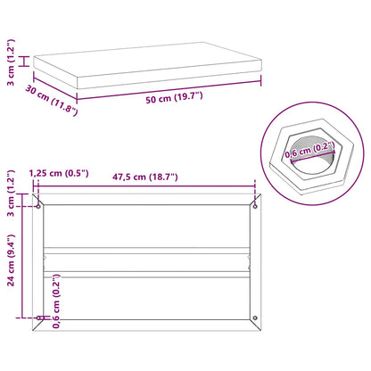 vidaXL Wandregale 2 Stk. 50x30x3 cm Silbern Edelstahl
