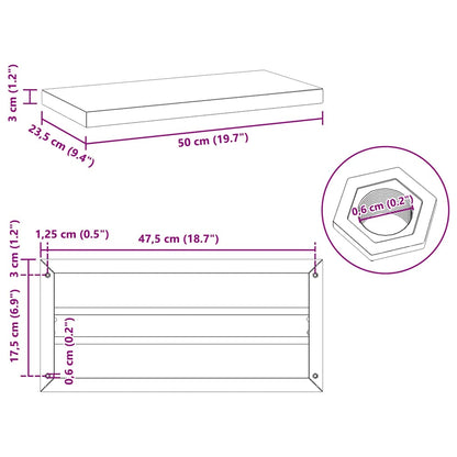 vidaXL Étagères murales 2 pcs 50x23,5x3 cm Argenté Acier inoxydable