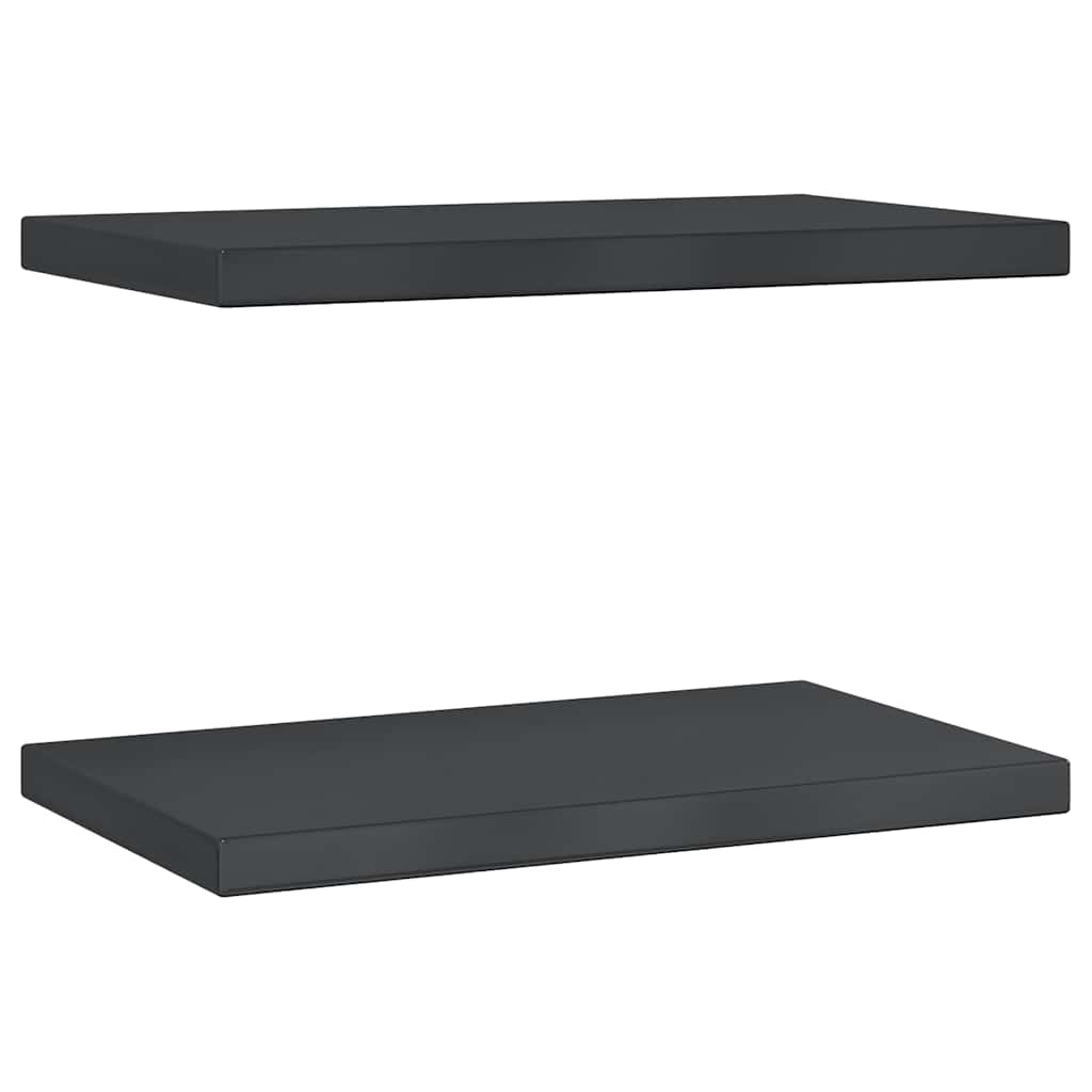 vidaXL Étagères murales 2 pcs 50x30x3 cm Noir Acier inoxydable