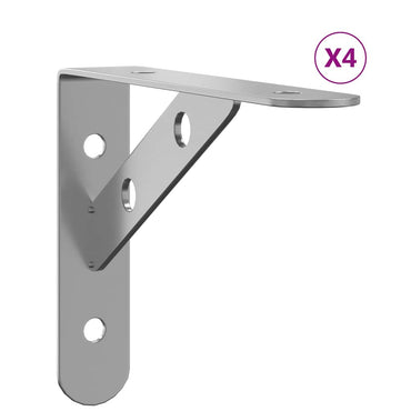 vidaXL Supports d'étagère 4 pcs 15x2,5x11,5 cm Argenté Acier inoxydable