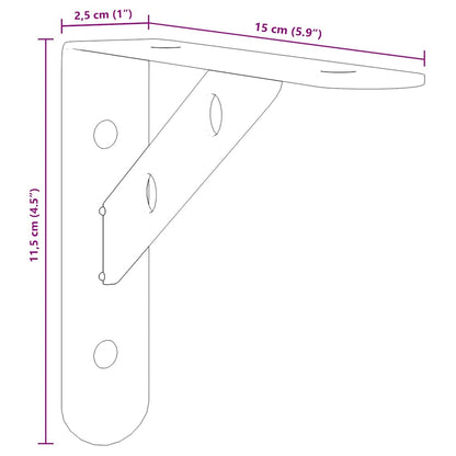 vidaXL Supports d'étagère 4 pcs 15x2,5x11,5 cm Argenté Acier inoxydable