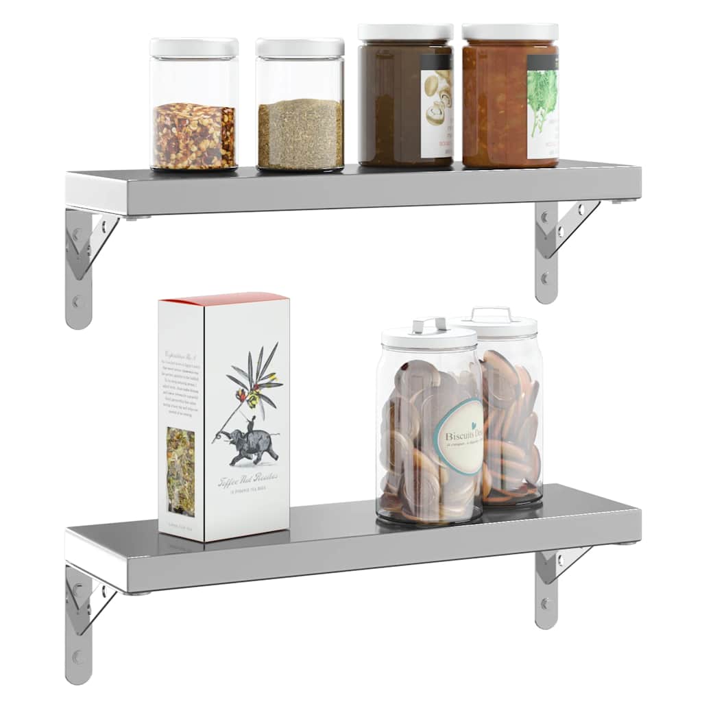 vidaXL Supports d'étagère 4 pcs 15x2,5x11,5 cm Argenté Acier inoxydable