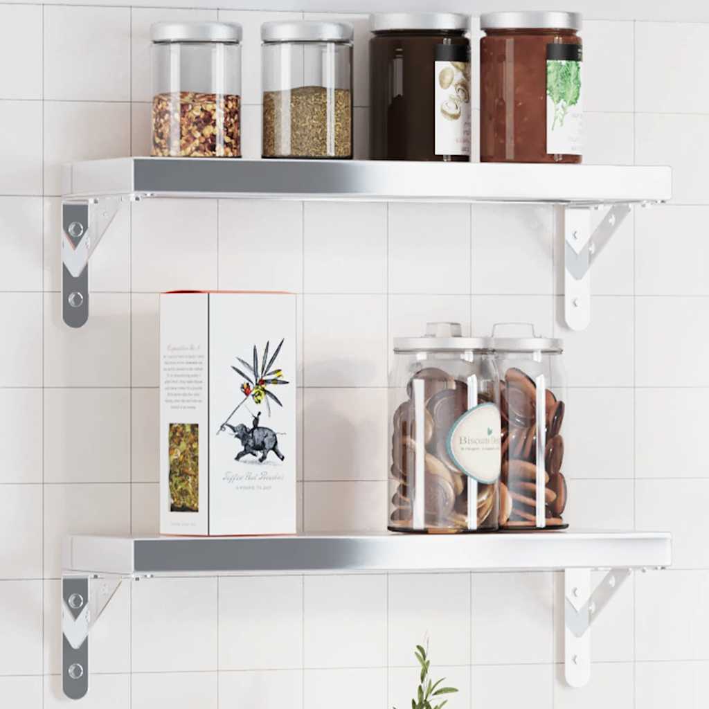 vidaXL Supports d'étagère 4 pcs 15x2,5x11,5 cm Argenté Acier inoxydable