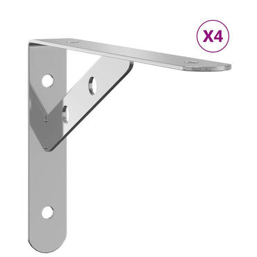 vidaXL Supports d'étagère 4 pcs 20x2,5x14 cm Argent Acier inoxydable