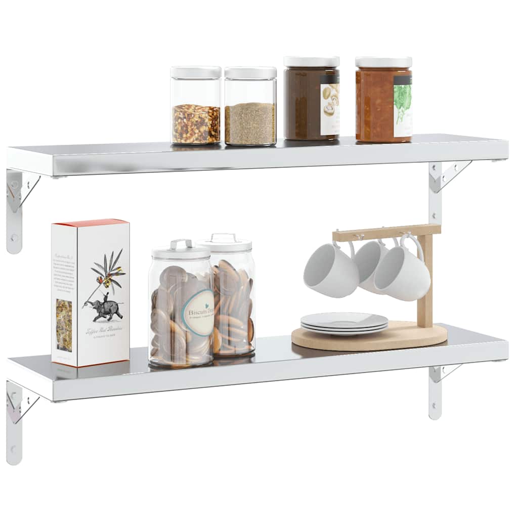vidaXL Supports d'étagère 4 pcs 20x2,5x14 cm Argent Acier inoxydable